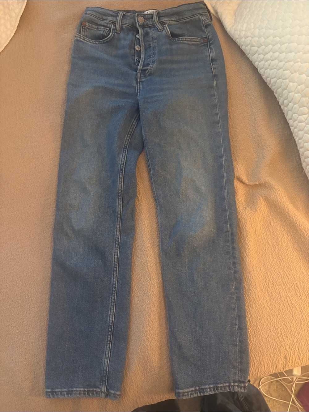 Re/Done Straight-Leg Women’s Jeans in Medium Blue Wash